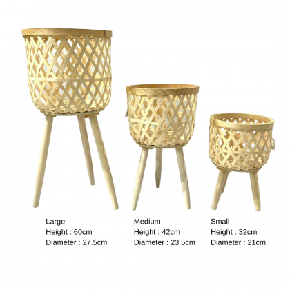 Modern Basket Planter Plant Pot Stand (C)